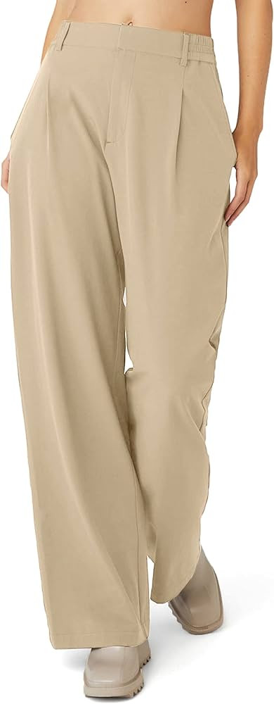 GymSmart Women's Dress Pants High Waisted Wear to Work Casual Sport Wide Leg Trousers for Women | Amazon (US)