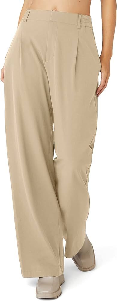 GymSmart Women's Dress Pants High Waisted Wear to Work Casual Sport Wide Leg Trousers for Women | Amazon (US)
