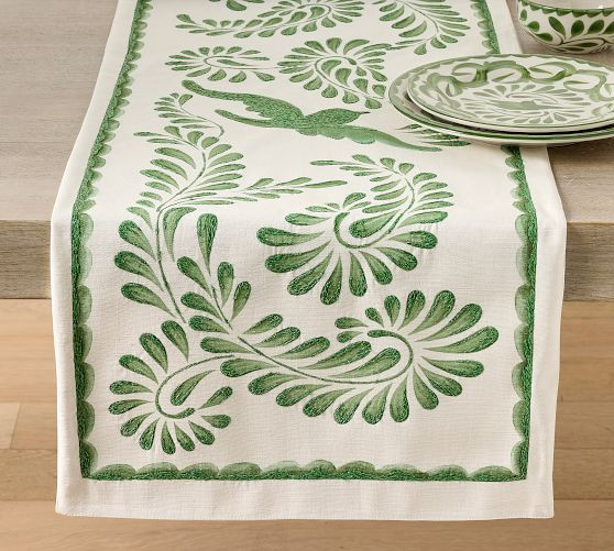 Puebla Embroidered Organic Cotton Table Runner | Pottery Barn (US)