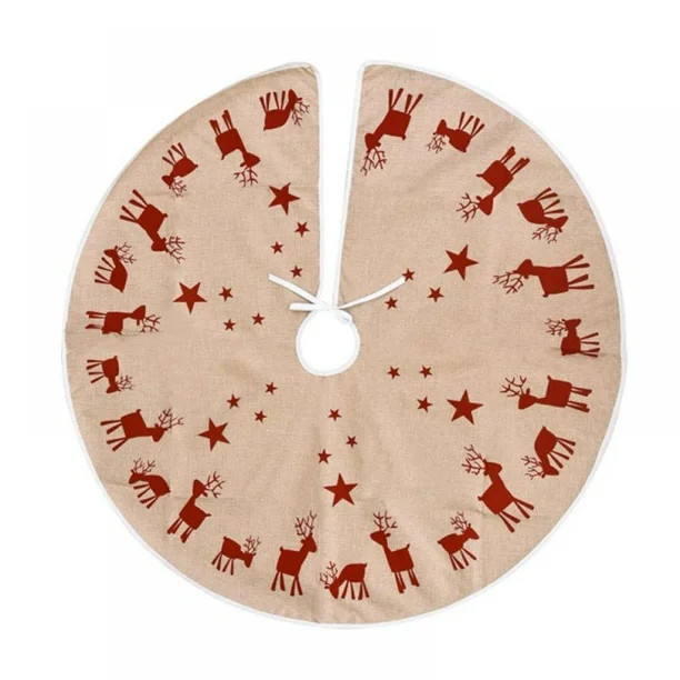 Red Christmas Tree Skirt Plaid Mat Party Cover Snow Elk Home Party Xmas Decor 35, 48 Inch | Walmart (US)