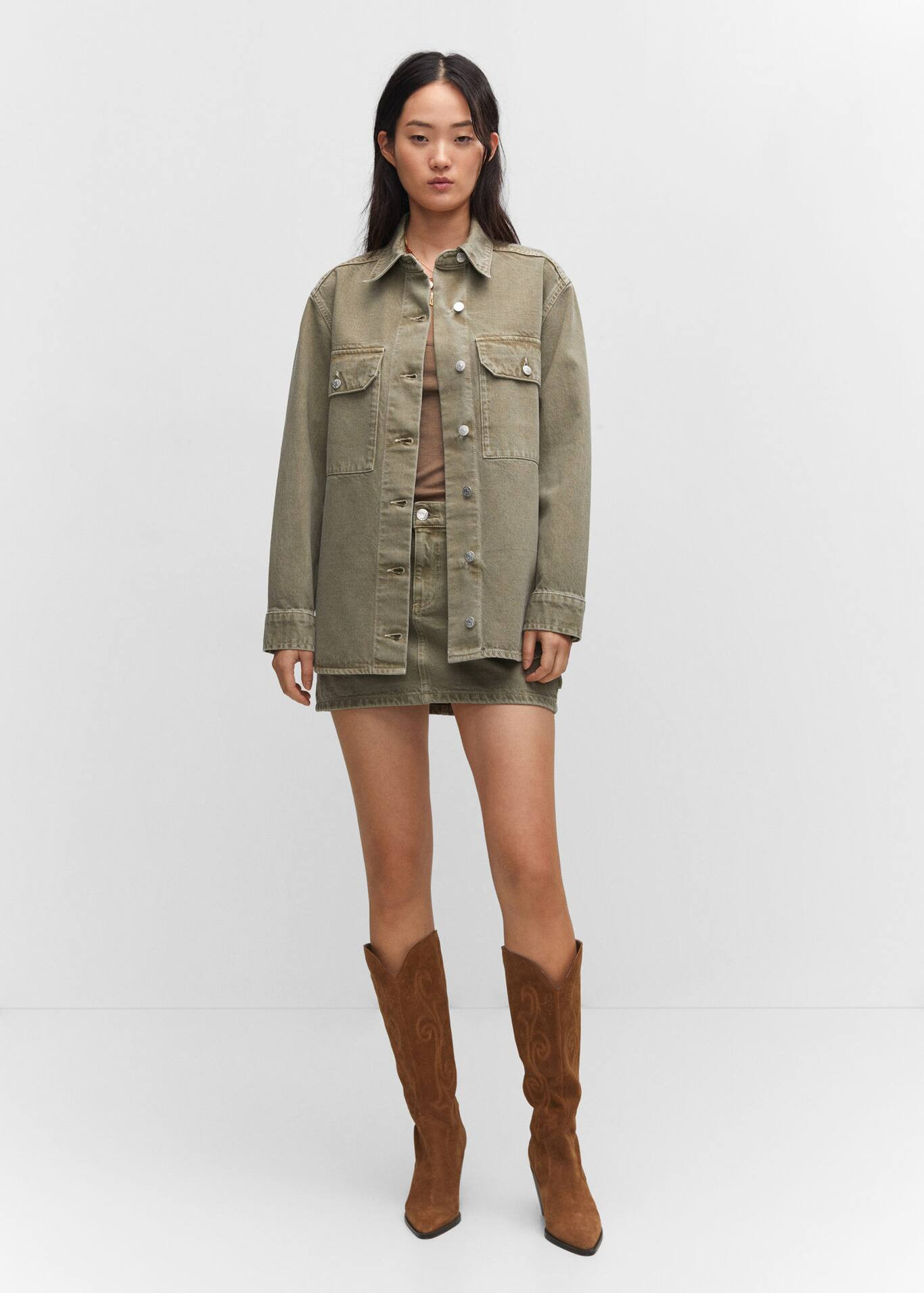 Pocket denim overshirt -  Woman | Mango Canada | Mango Canada