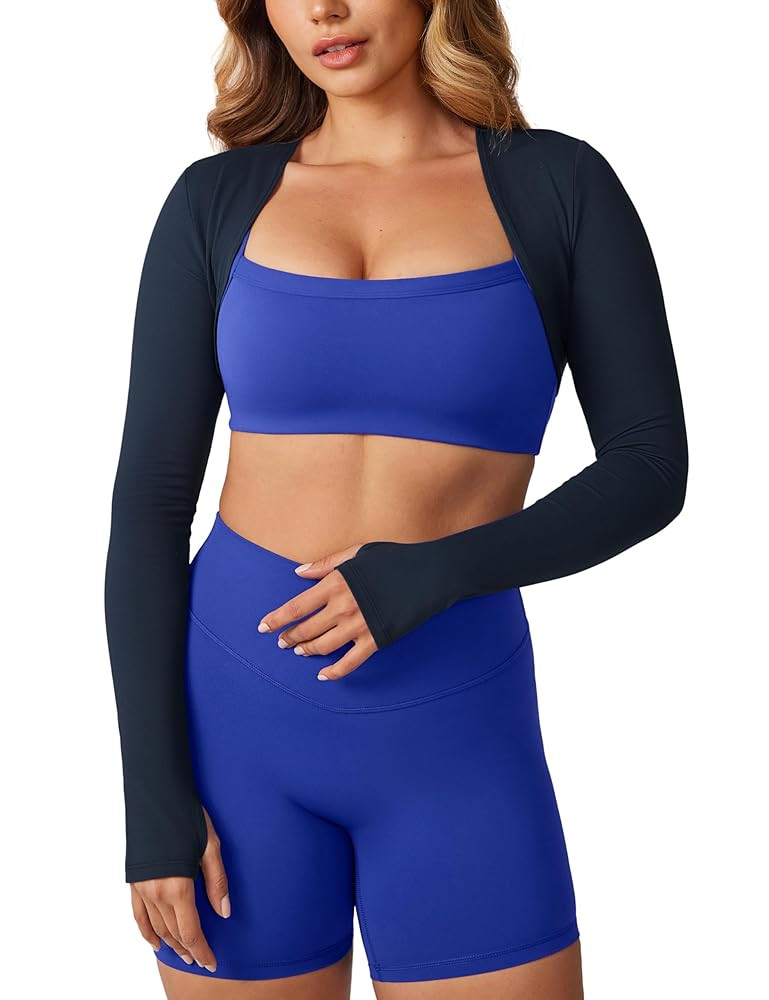 Cropped Long Sleeve Workout Tops Shrug for Women Open Front Bolero Buttery Soft Gym Yoga Daily La... | Amazon (US)
