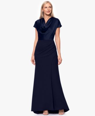 Betsy & Adam Women's Cowl Neck Long Gown - Navy | Macy's