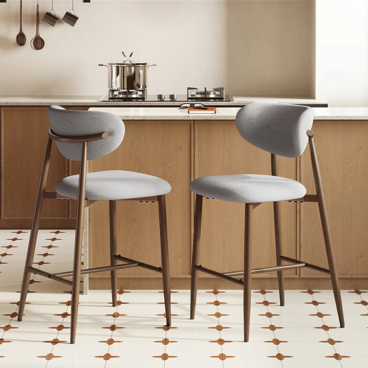 Westhampton Upholstered Counter Stool with Solid Metal Frame | Wayfair North America