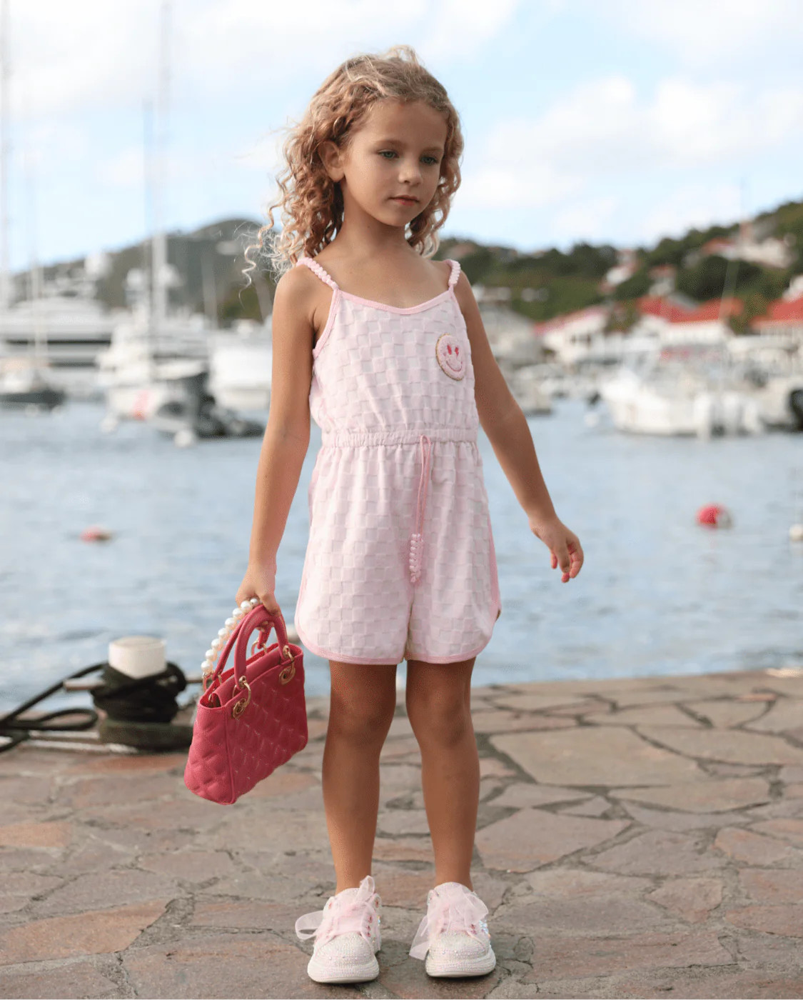 Checkered Emoji Romper | Lola + The Boys
