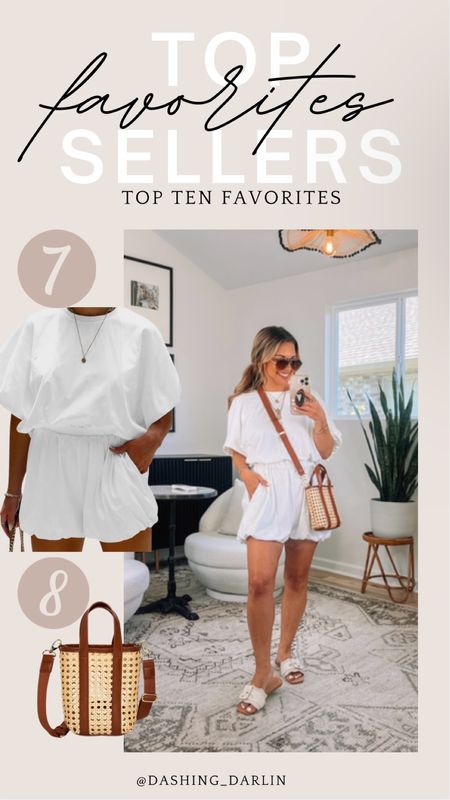 Top sellers~ this $30 romper that is so CUTE, COMFORTABLE & perfect for spring and summer. And, it has pockets!!!! 
Wearing size small. And, that crossbody is so cute and under $25!! 

#springoutfit #springfashion #summeroutfit #traveloutfit #amazonfashion #amazonoutfit #size6 

