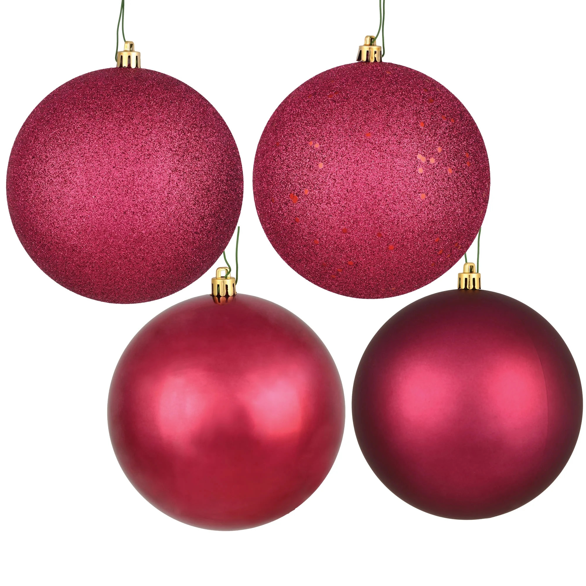 Vickerman 10" Berry Red 4-Finish Ball Ornament Assortment, 4 per Bag - Walmart.com | Walmart (US)