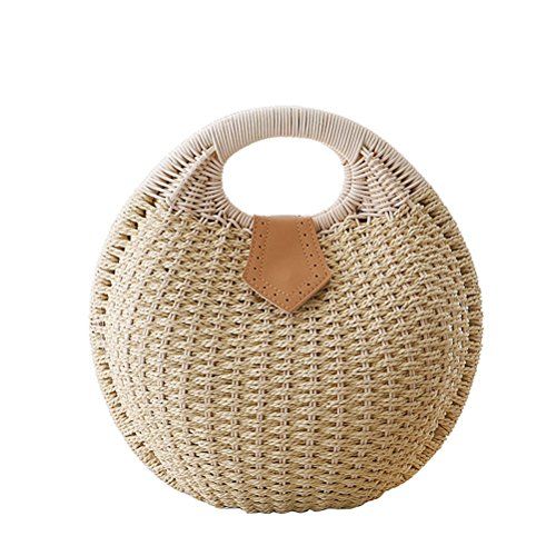 Cunada® Women Hand-woven Straw Shell Clutch Bags Beige | Amazon (US)