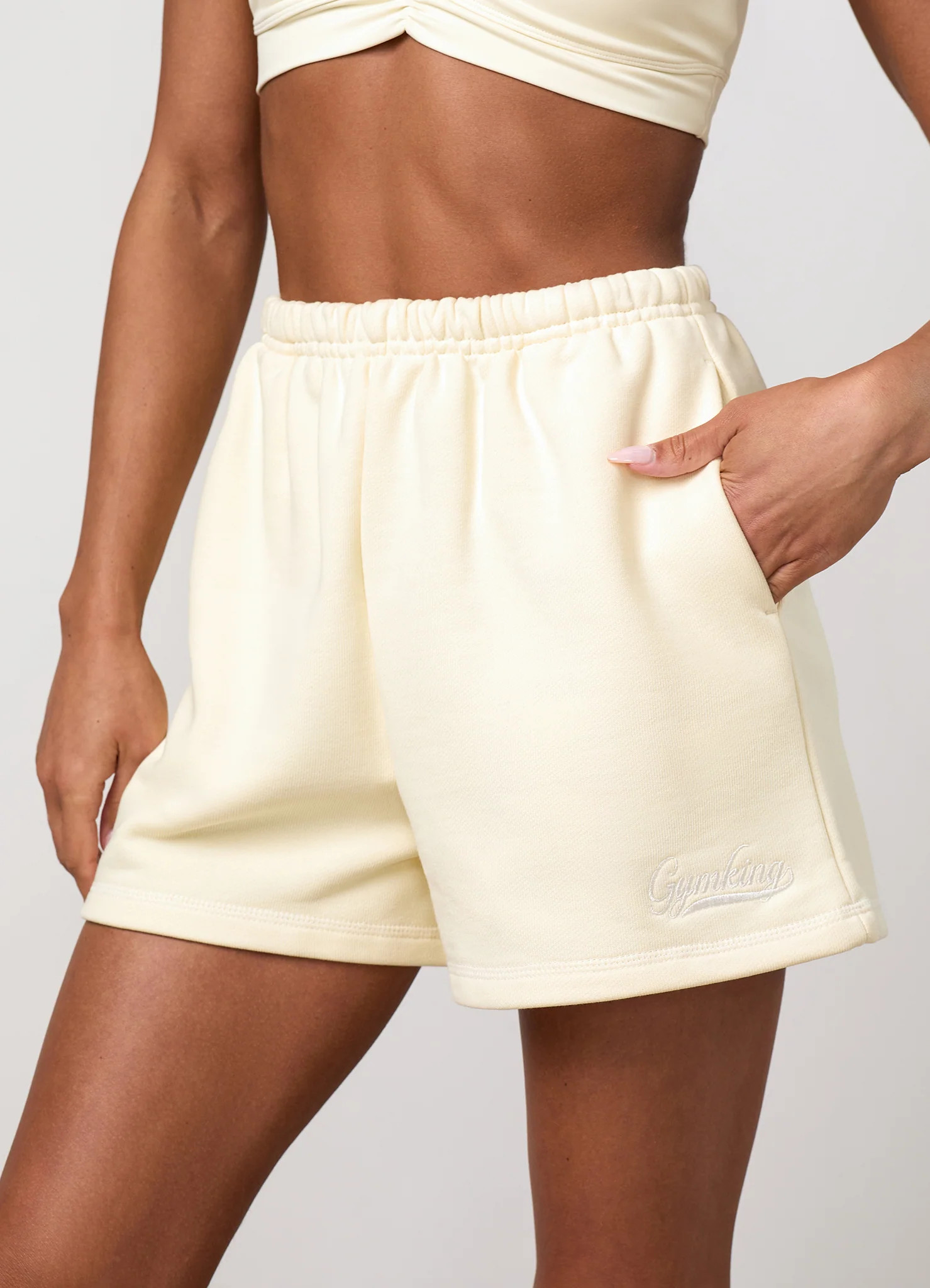 Gym King Renew Flatlock Short - Buttermilk | The Gym King (UK)