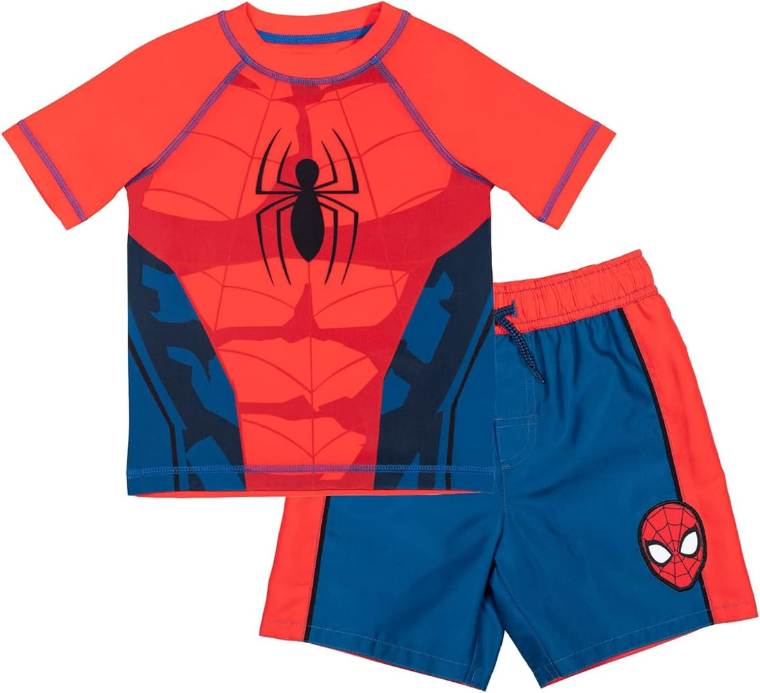 Marvel Raglan Rash Guard and Swim Trunks UPF 50+ Outfit Set Toddler to Big Kid Sizes (2T - 18-20) | Amazon (US)