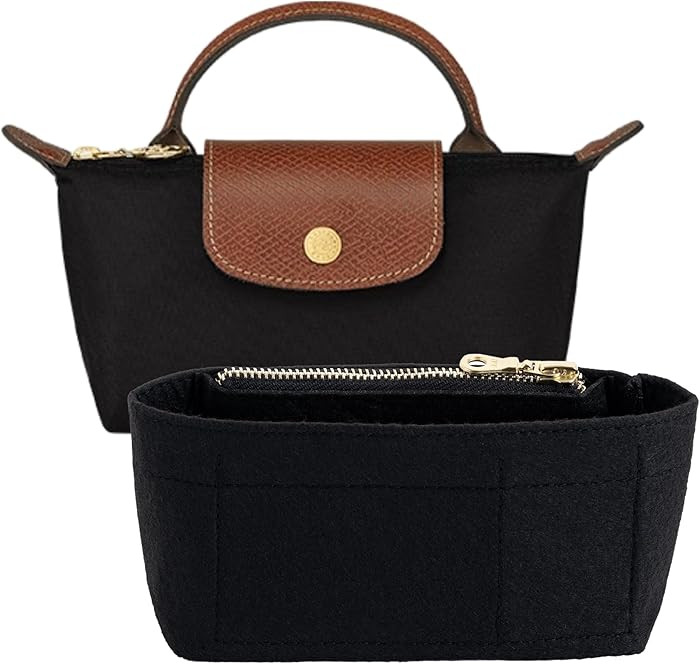 Mini Purse Organizer Insert for Longchamp Le Pliage Small Tote – Felt Inner Bag Liner with Zipp... | Amazon (US)