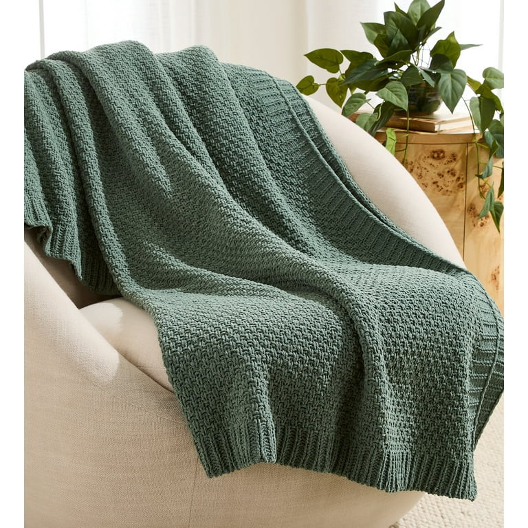 Better Homes & Gardens Chenille Knit Super Soft Oversized Throw Blanket, Green Ash | Walmart (US)