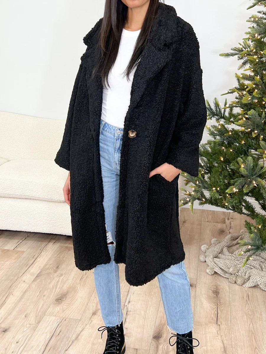 Whittaker Teddy Coat | Black | Talulah