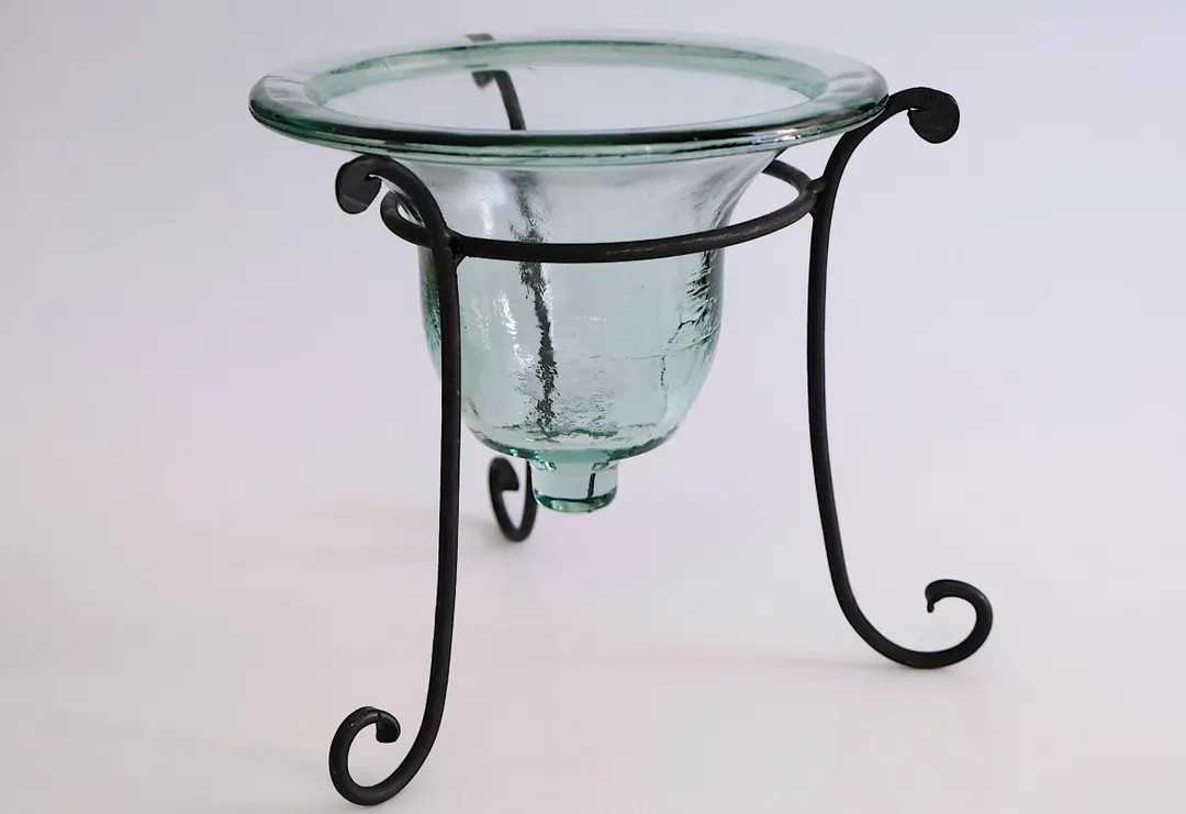 Vintage glass and cast iron lantern candlestick candle holder handmade candlestick candlestick ga... | Etsy (US)