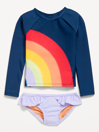 Printed Rashguard Top and Ruffled Bikini Swim Set for Toddler & Baby | Old Navy (US)