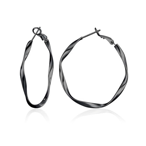 OOOPEL Large Black Hoop Earrings for Women Lightweight Hypoallergenic Big Black Hoop Earrings for Women 30MM 40MM 50MM 60MM | Amazon (US)