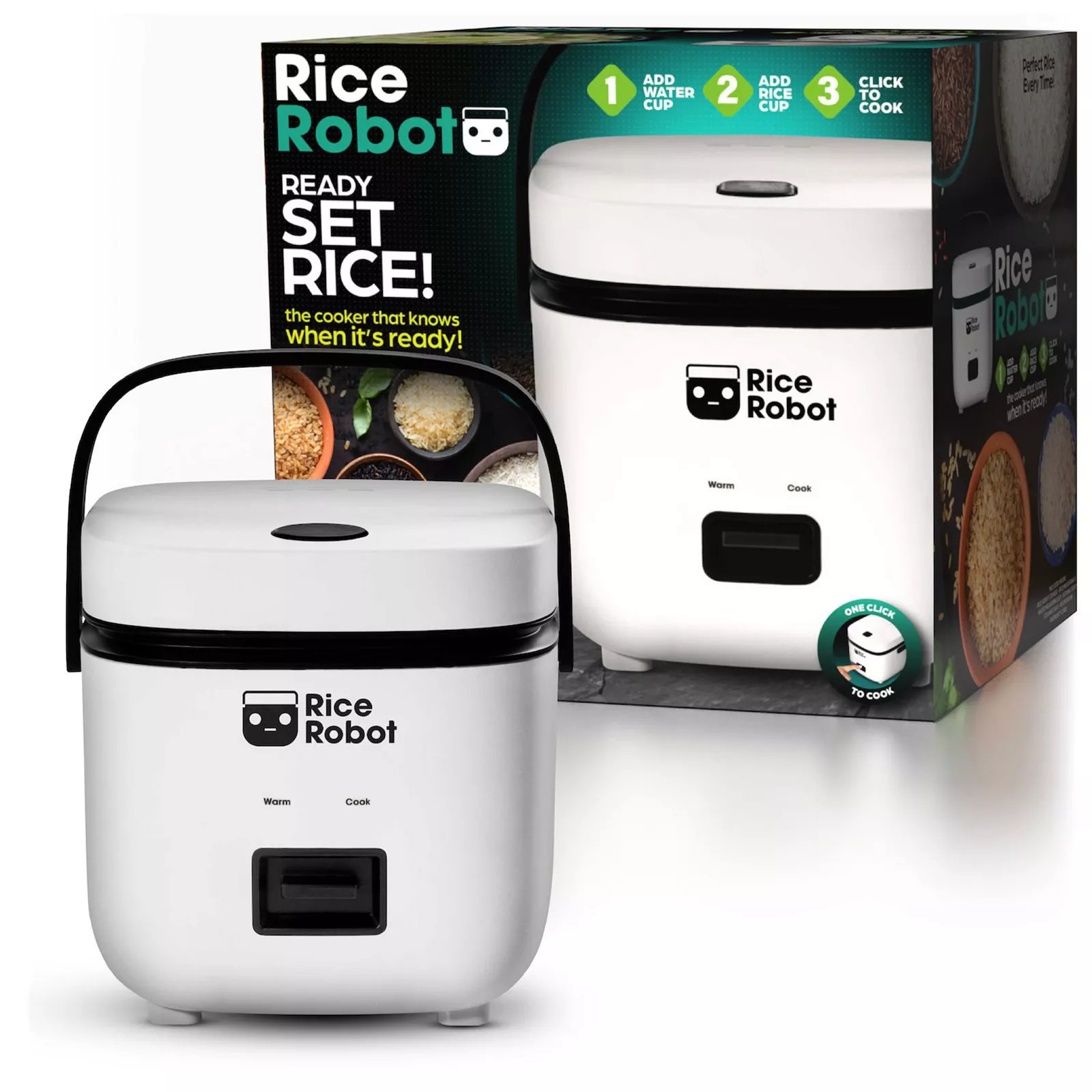 Rice Robot 4-Cup Space Saving Rice Cooker with Ceramic Nonstick Inner Pot, White | Kohl's