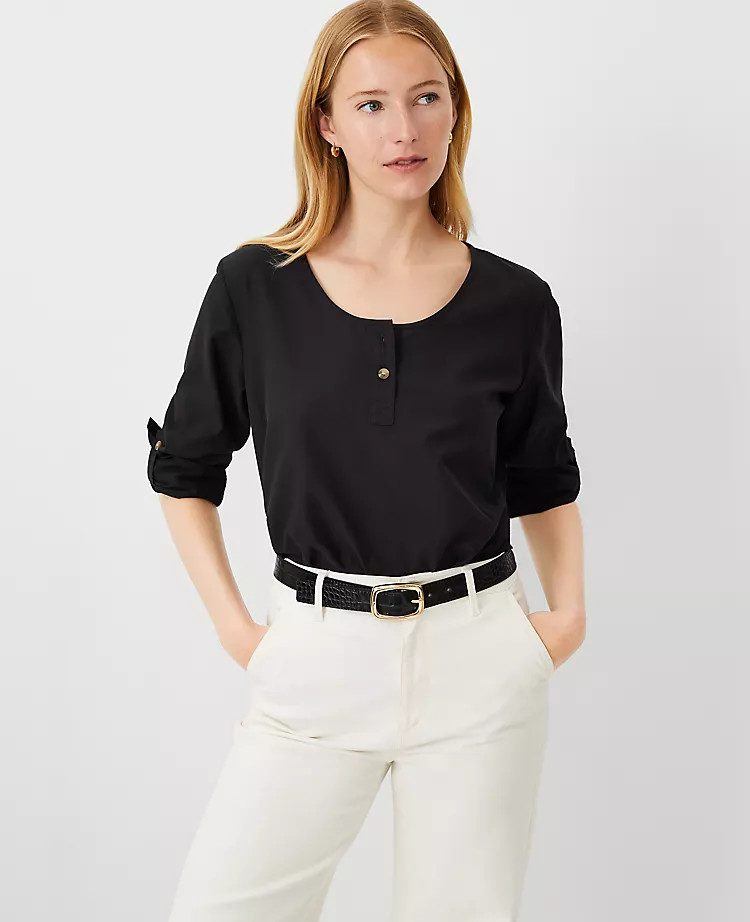 Roll Tab Sleeve Top | Ann Taylor (US)