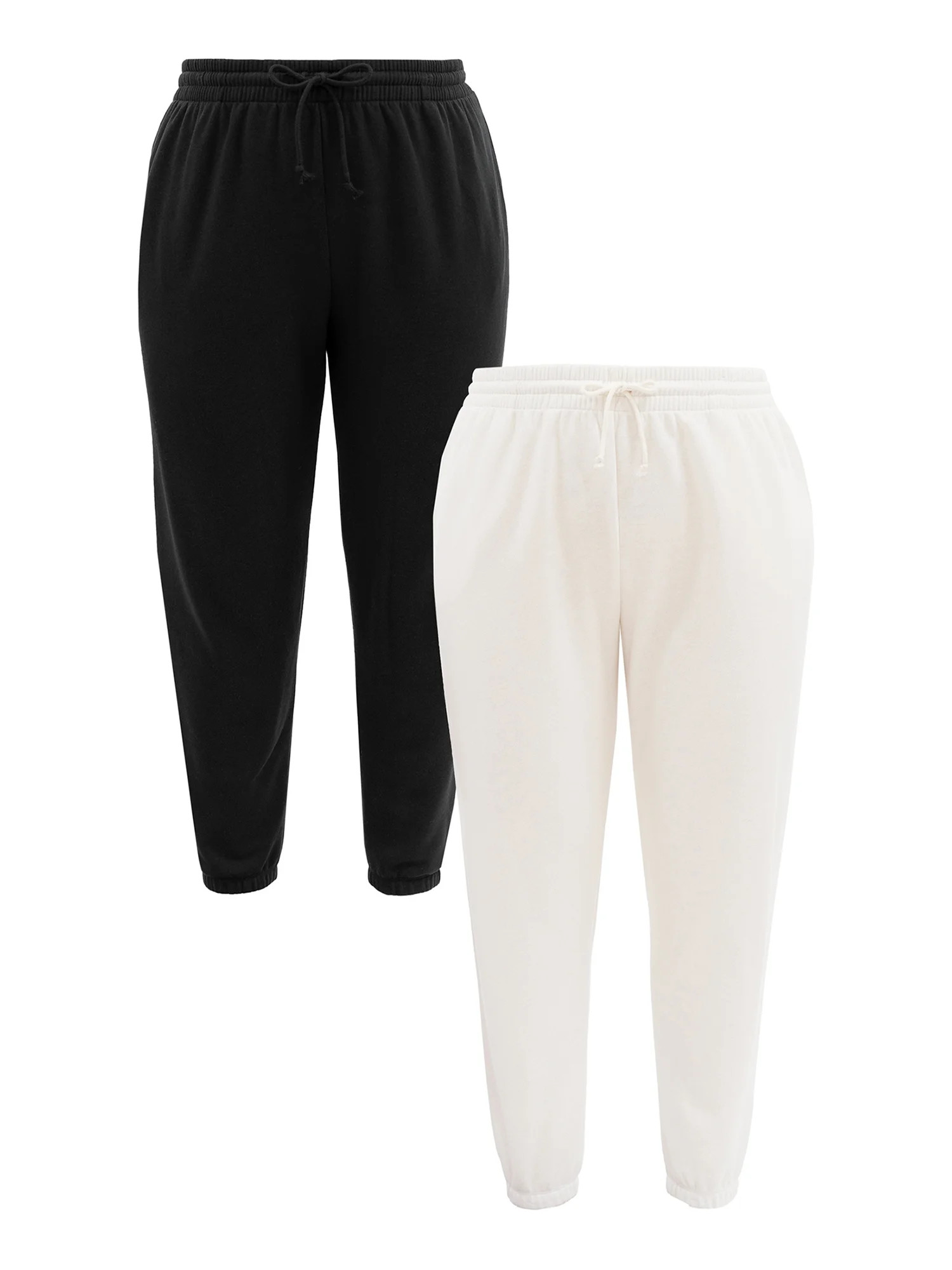 Terra & Sky Women's Plus Relaxed Fit Fleece Sweatpants, 2-Pack - Walmart.com | Walmart (US)