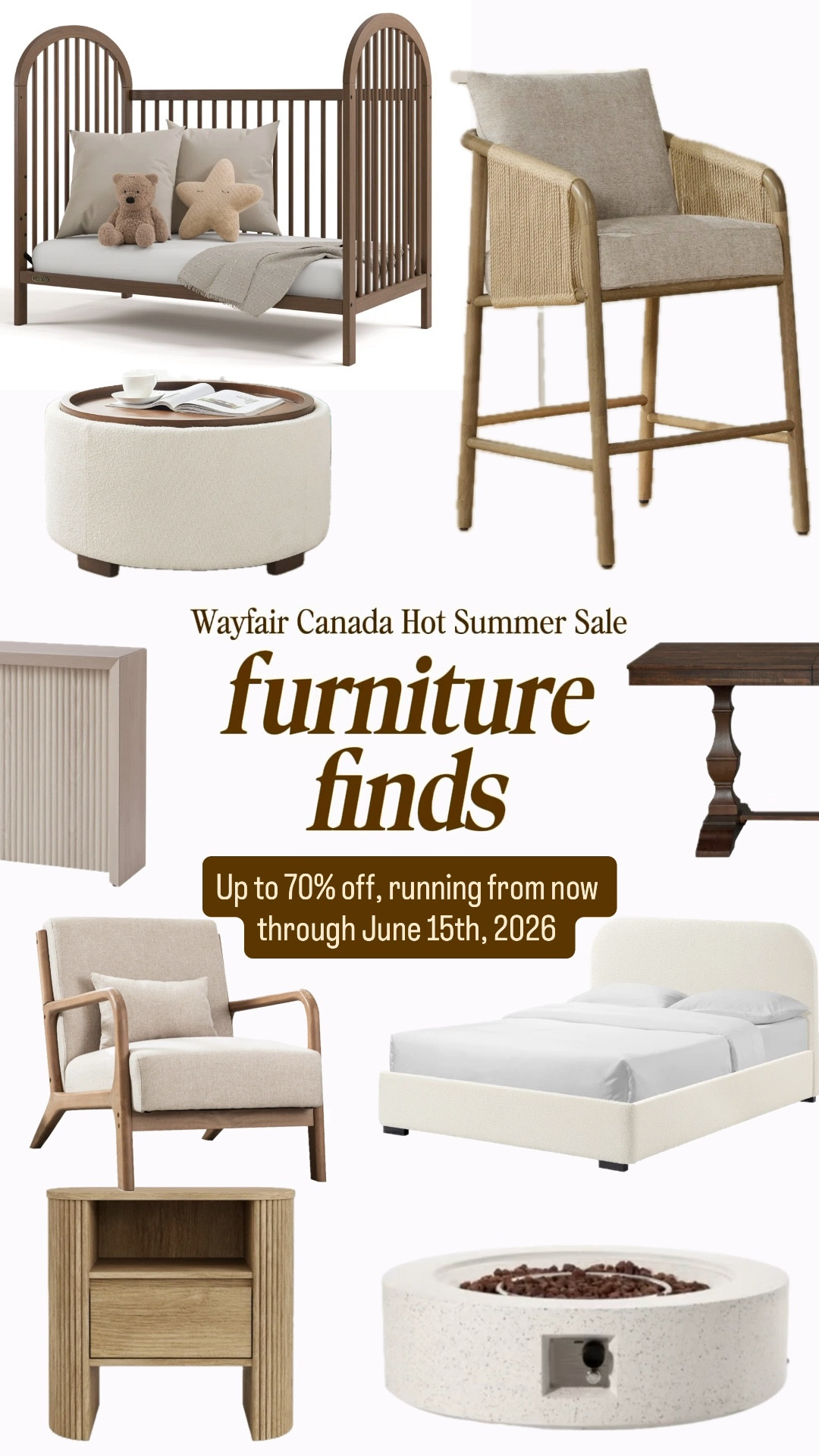 You know I LOVE a good sale and Wayfair Canada is bringing the deals during their Hot Summer Sale, on now until June 15, 2026, with up to 70% off all things home.

I’m rounding up some of my favourite furniture deals, including outdoor patio sets, outdoor fire tables, living room furniture like coffee tables and sectionals, bedroom furniture including beds and side tables, accent chairs, bar stools and more! 

@wayfaircanada #WayfairCAPartner #WayfairCAHome


#LTKSaleAlert #LTKHome #LTKSeasonal