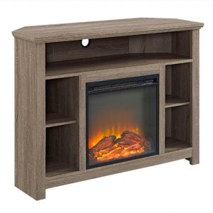 44" Wood Corner Highboy Fireplace Tv Stand - Black | Macys (US)