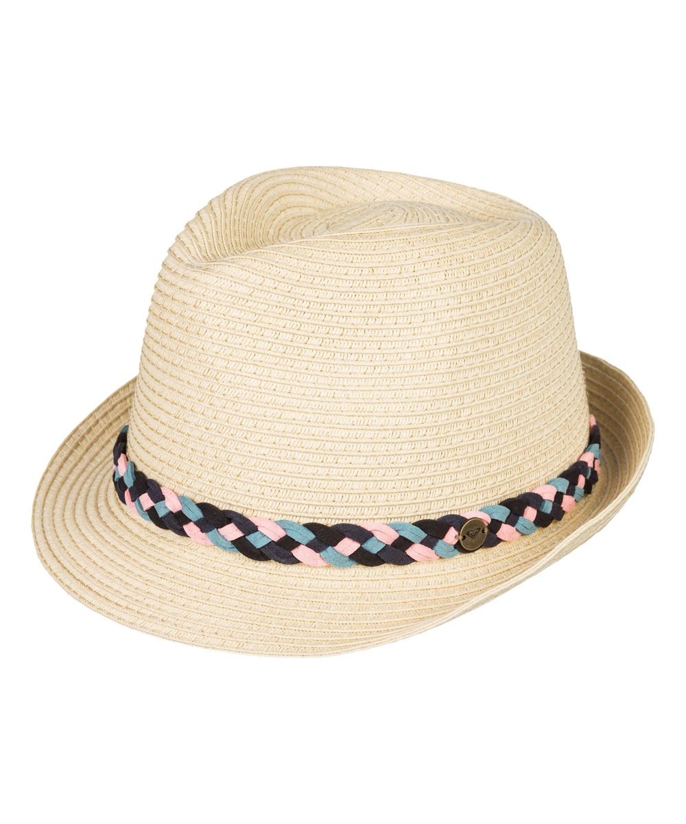 Roxy Women's Fedoras Natural - Pink & Black Braided Sentimiento Straw Panama Hat | Zulily