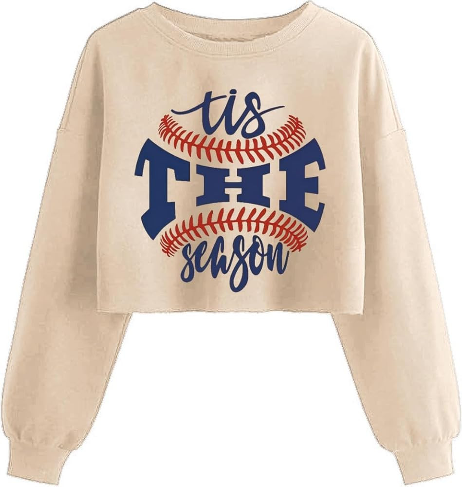 Game Day Crop Sweatshirt for Women Funny Football Baseball Mom Graphic Lantern Long Sleeve Pullov... | Amazon (US)