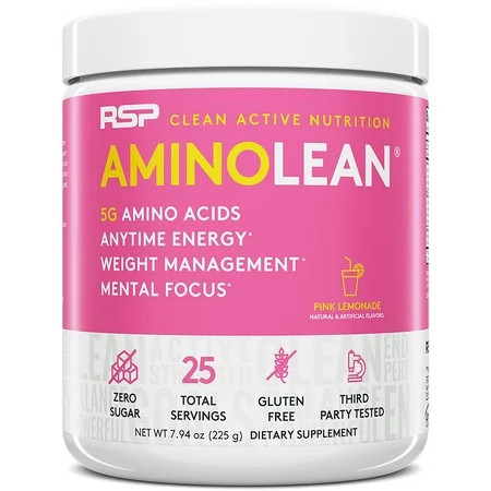 RSP Nutrition AminoLean Pre Workout Powder with BCAAs Amino Acid Energy for Lean Muscle Pink Lemonad | Walmart (US)