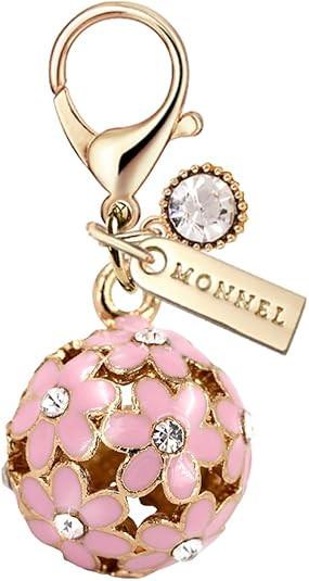 MC46 3D Crystal Pink Flower Ball Lobster Clasp Charms Pendants with Pouch Bag (1 piece) | Amazon (US)