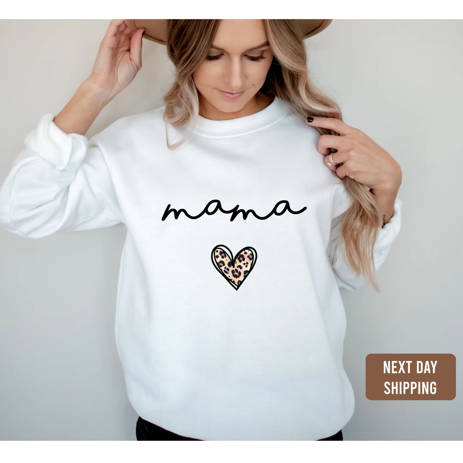 Mama Sweatshirt-mama Leopard Heart Sweatshirt-leopard Mama - Etsy | Etsy (US)