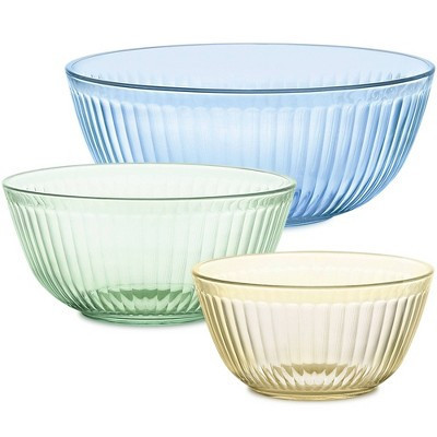 Pyrex® Sculpted Tinted 3pc Unlidded Mixing Bowl Set | Target