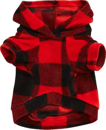 Nordstrom Buffalo Check Microfleece Dog Hoodie | Nordstrom | Nordstrom