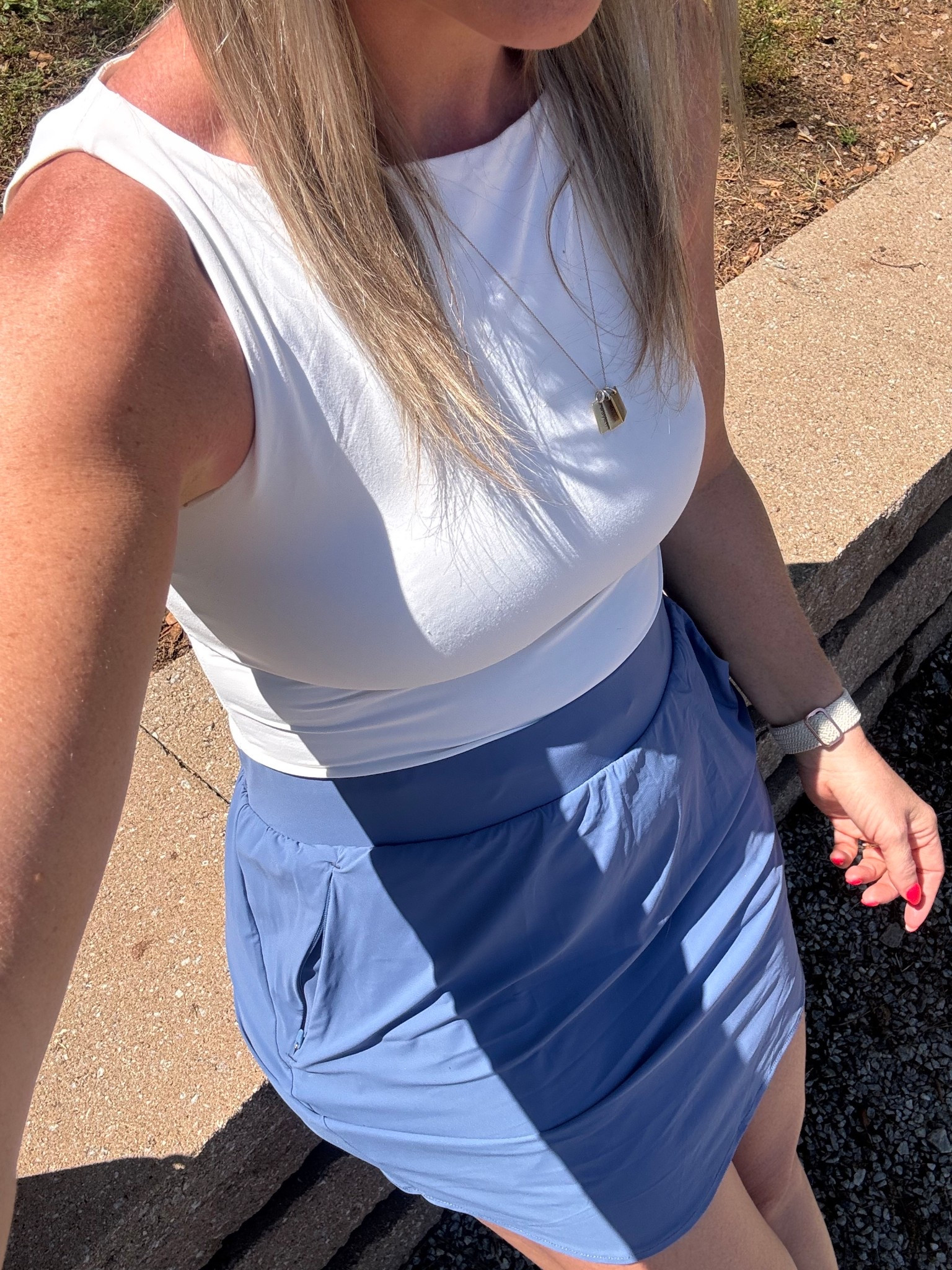 Athletic fit 
Top: M
Skort: M

#LTKmomlife #LTKdayinmylife #LTKActive