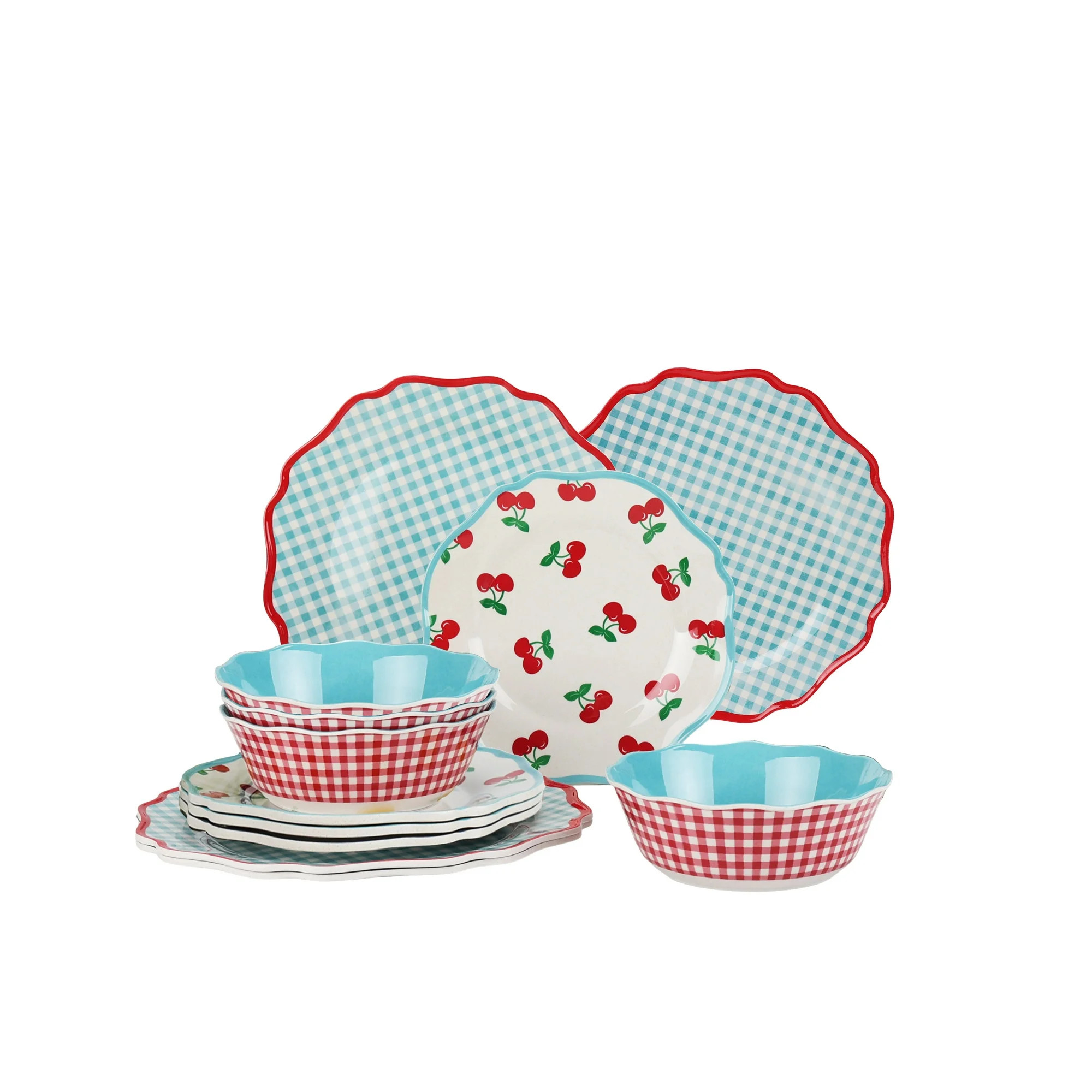Hometrends Cherry Bamboo Melamine Dinnerware Set 12-Piece, Blue | Walmart (CA)