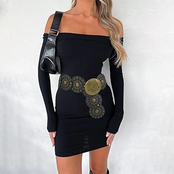 Wide Disc Belt for Women Boho Disk Concho Leather Belts Western Waist Belts for Dress | Amazon (US)