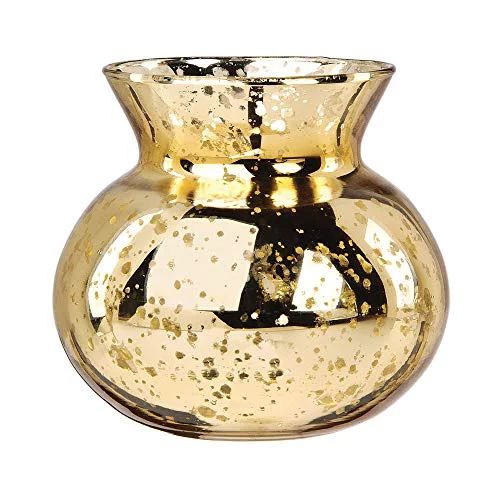 Vintage Mercury Glass Vase (4-Inch, Clara Pot Belly Design, Gold) - Decorative Flower Vase - For ... | Walmart (US)