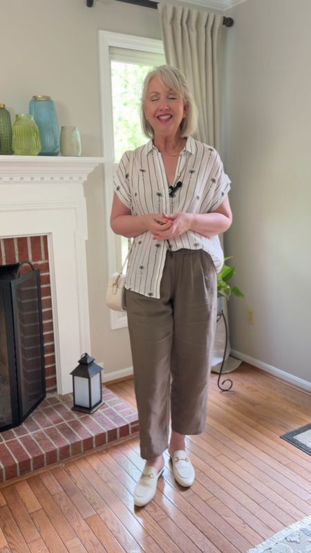 An all-linen look for my daily outfit! I wore this yesterday while I was working from home.✨ 
I've linked a more affordable shoe option, along with some other great linen pants from Quince. 

#LTKover40 #LTKstyletip #LTKmidsize
