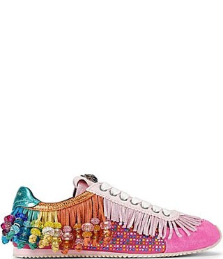 Kurt Geiger London Islington Suede Rainbow Beaded Tassel Fringe Sneakers - 9.5 | Dillard's
