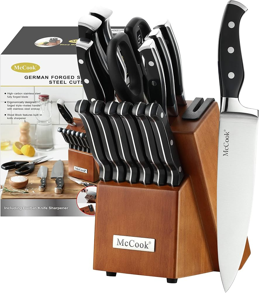 McCook\u00ae Knife Sets,German Stainless Steel Kitchen Knife Block Set with Built-in Sharpener, 1... | Amazon (US)
