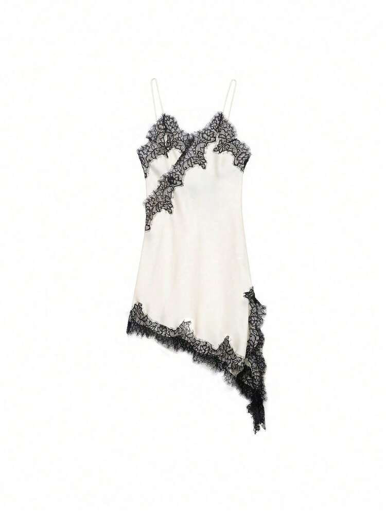 Seelio Summer New Arrival Women's Fashion Sexy Asymmetric Lace Dress, European And American Style | SHEIN