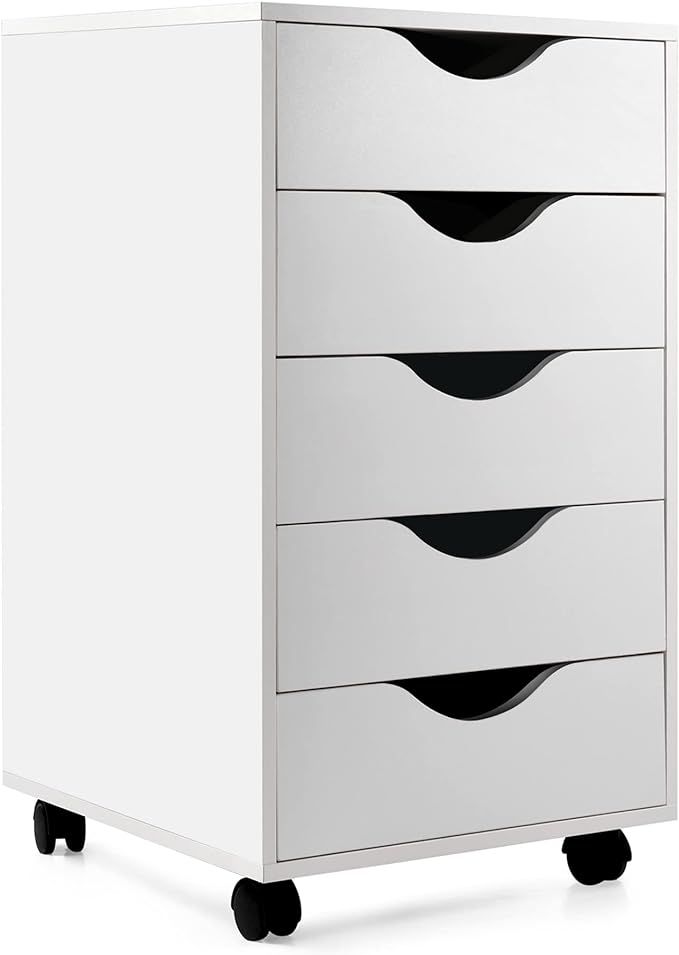 EDGEWOOD 5 Drawer Filing Cabinet Storage File Wood Organizer Dresser Chest, 16"D x 16"W x 26"H, W... | Amazon (US)
