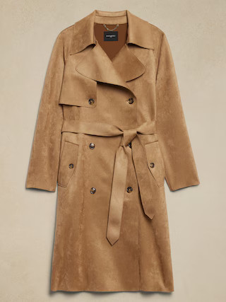 Vegan Suede Trench Coat | Banana Republic Factory