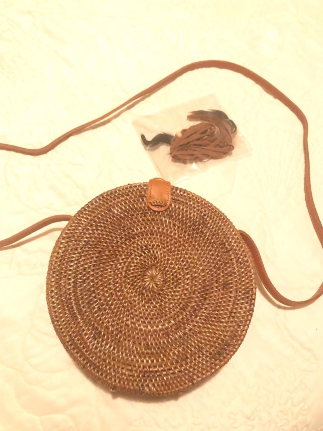 Novum Crafts Round Rattan Bag for Women - Handmade Ata Wicker Woven Purse - Circle, Square, Oval ... | Amazon (US)