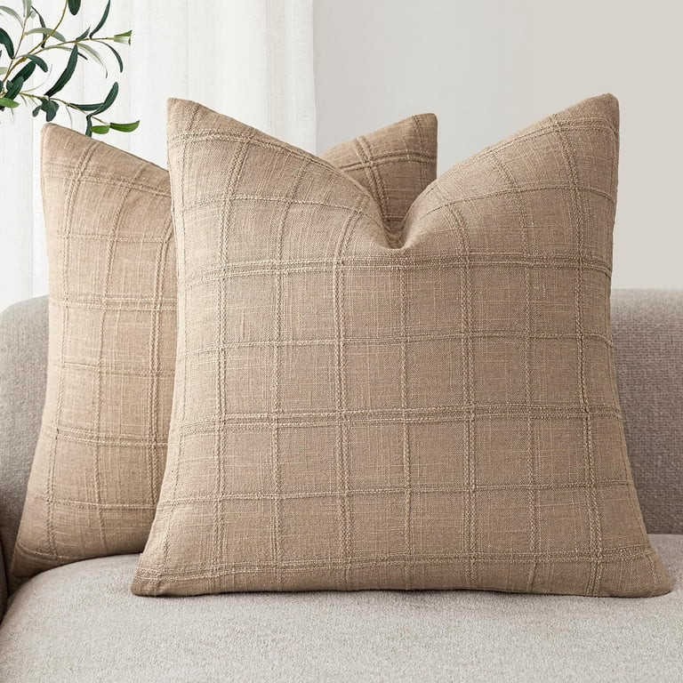 otnbgsr A set of 2-piece decorative linen grid pillow set, neutral farmhouse retro cushion set, m... | Walmart (US)