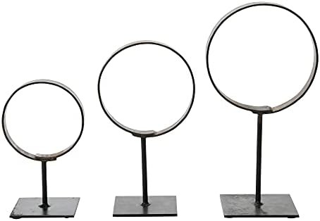Amazon.com: Creative Co-Op Decorative Modern Found Metal Rings on Stands, Set of 3 Décor, Black,... | Amazon (US)