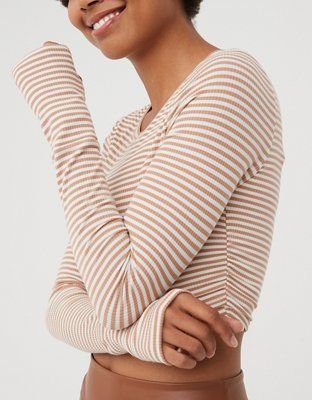 OFFLINE By Aerie Thumbs Up Long Sleeve Ruched T-Shirt | Aerie