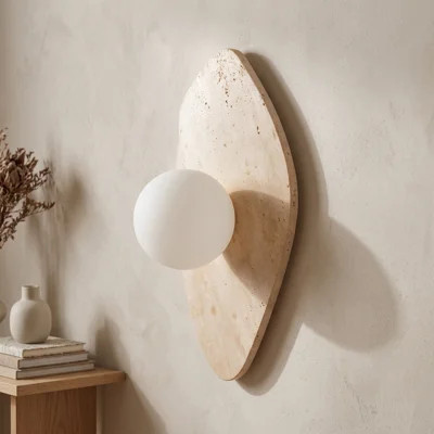 Travertine Organic Shield Wall Sconce | Wayfair North America