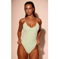 Lime Embellished Sequin Scoop Swimsuit | PrettyLittleThing UK