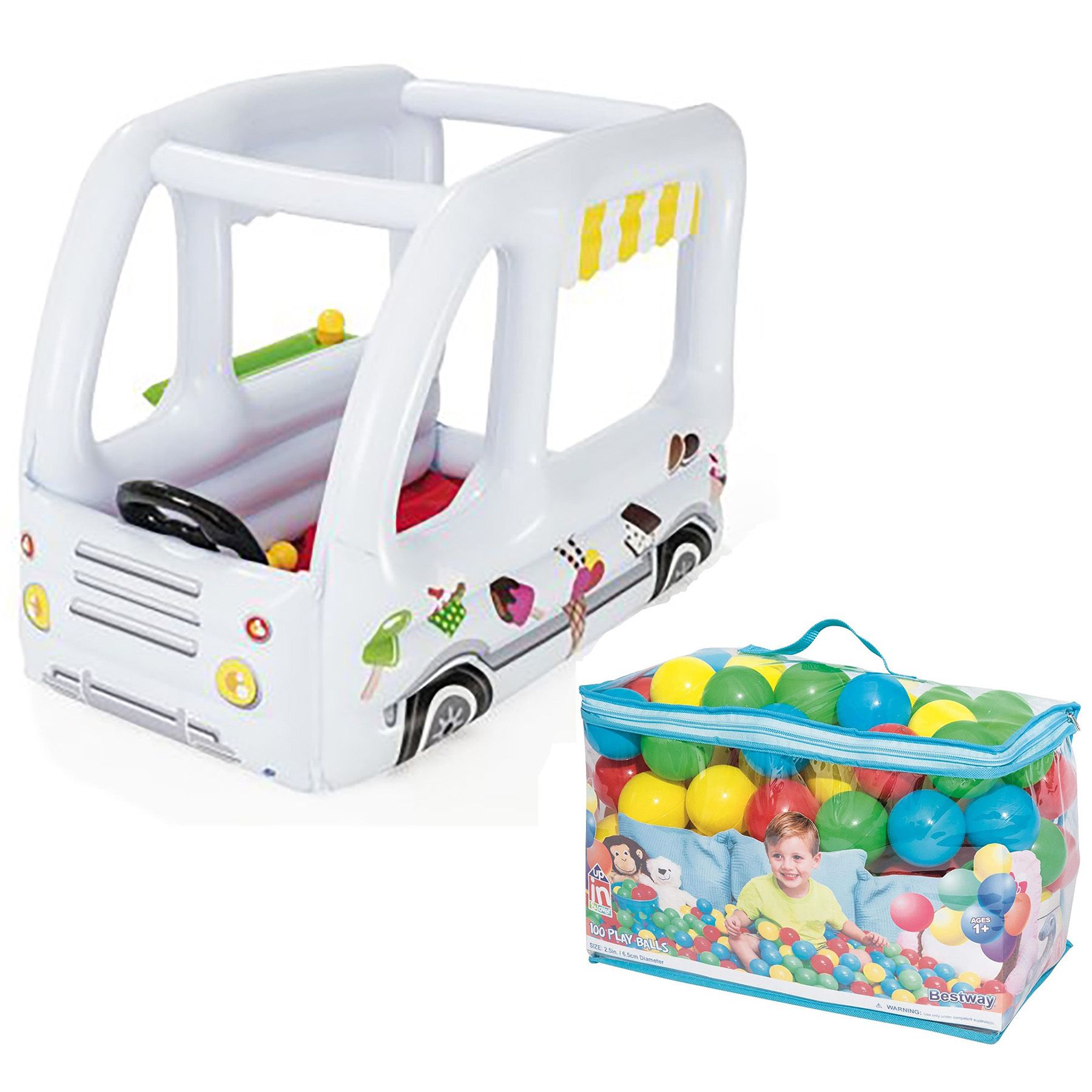 Bestway Up, In & OverScoops'N Smiles Ice Cream Truck Ball Pit with (150) 2.5 Inch Splash and Play... | Walmart (US)