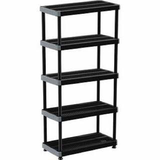 Rimax Black 5-Tier Plastic Garage Storage Shelving Unit (36 in. W x 75 in. H x 18 in. D) | The Home Depot
